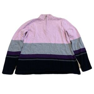 💜 Karen Scott Colorblock Quarter-Zip Sweater Size PM